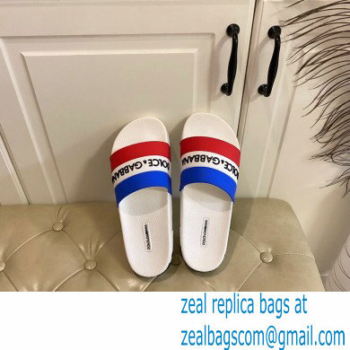 Dolce  &  Gabbana Striped Rubber Sliders Blue/White/Red 2021